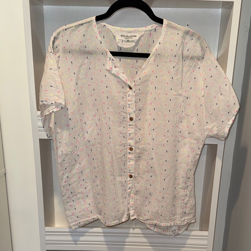 Emerson Fry White Blouse with Neon Dots